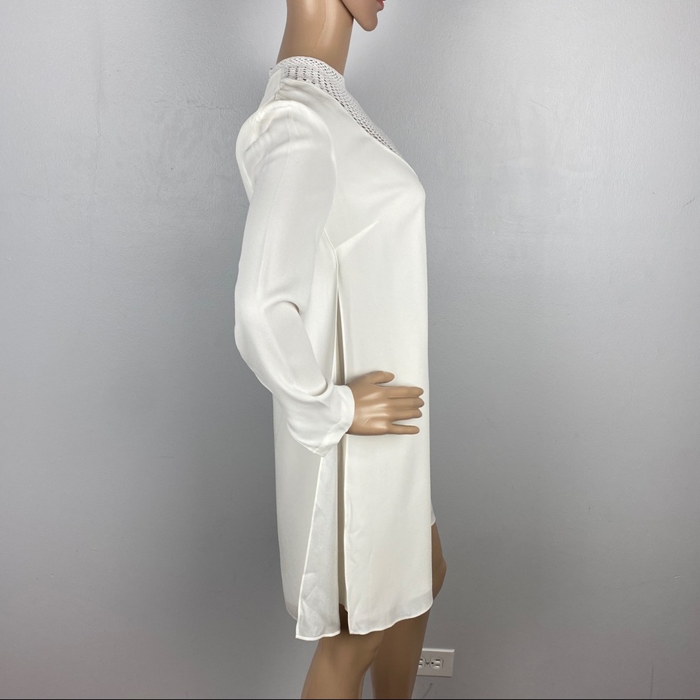 NEW A.L.C. WHITE CROCHET INSET SHIFT MINI DRESS - Picture 5 of 9